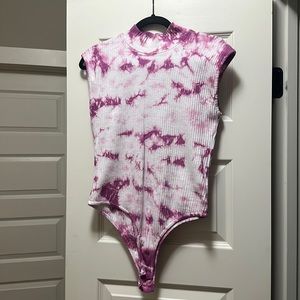Pink Tie Dye Mock Neck Bodysuit